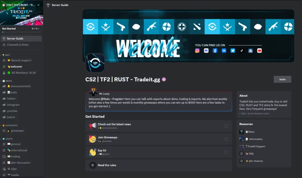Skin Giveaways on Twitter or Discord: